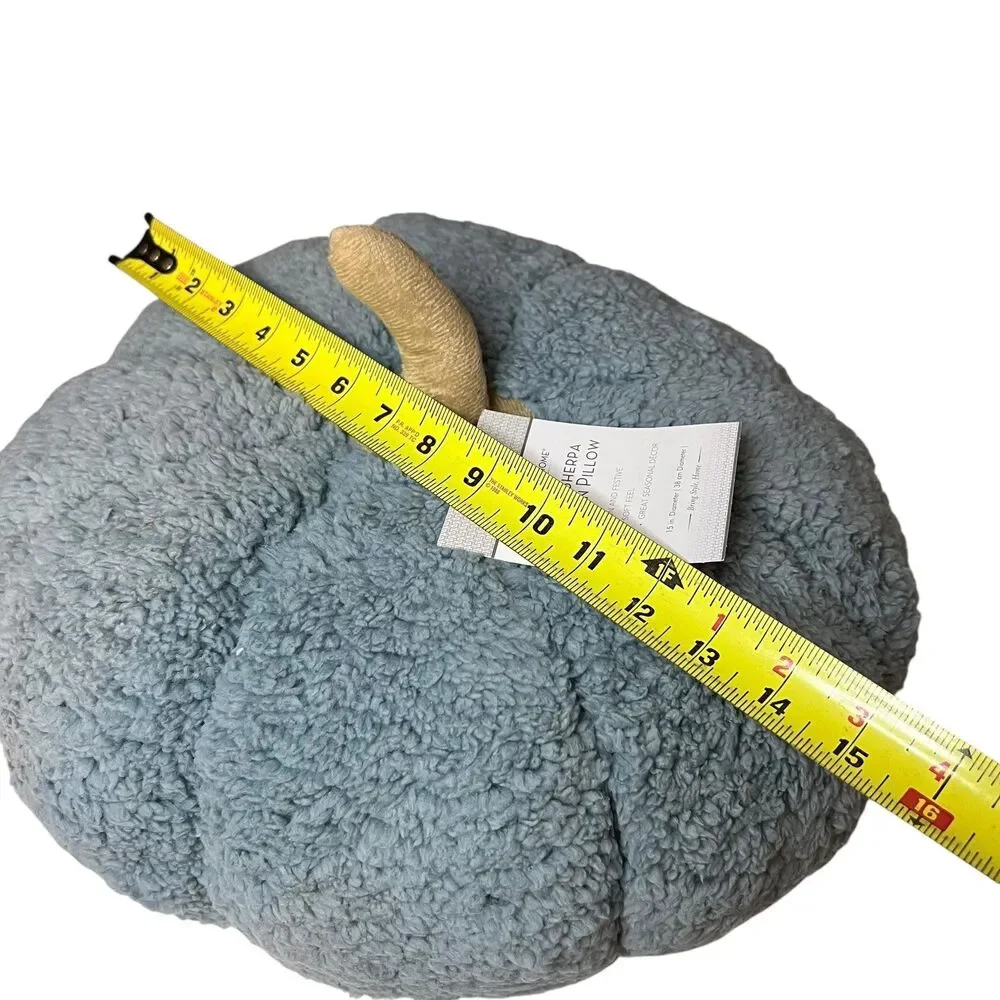 Huntington Home Jumbo Sherpa Pumpkin Pillow Plush Blue 15